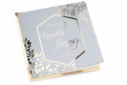 Zaproszenia ślubne – glamour złote geometryczne ZSZ028
