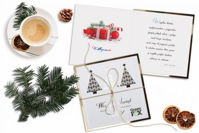 Firmowe biznesowe złocone eleganckie kartki świąteczne dla firm ZB06