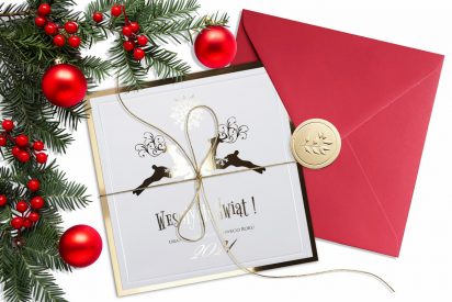 Firmowe biznesowe złocone eleganckie kartki świąteczne dla firm ZB06