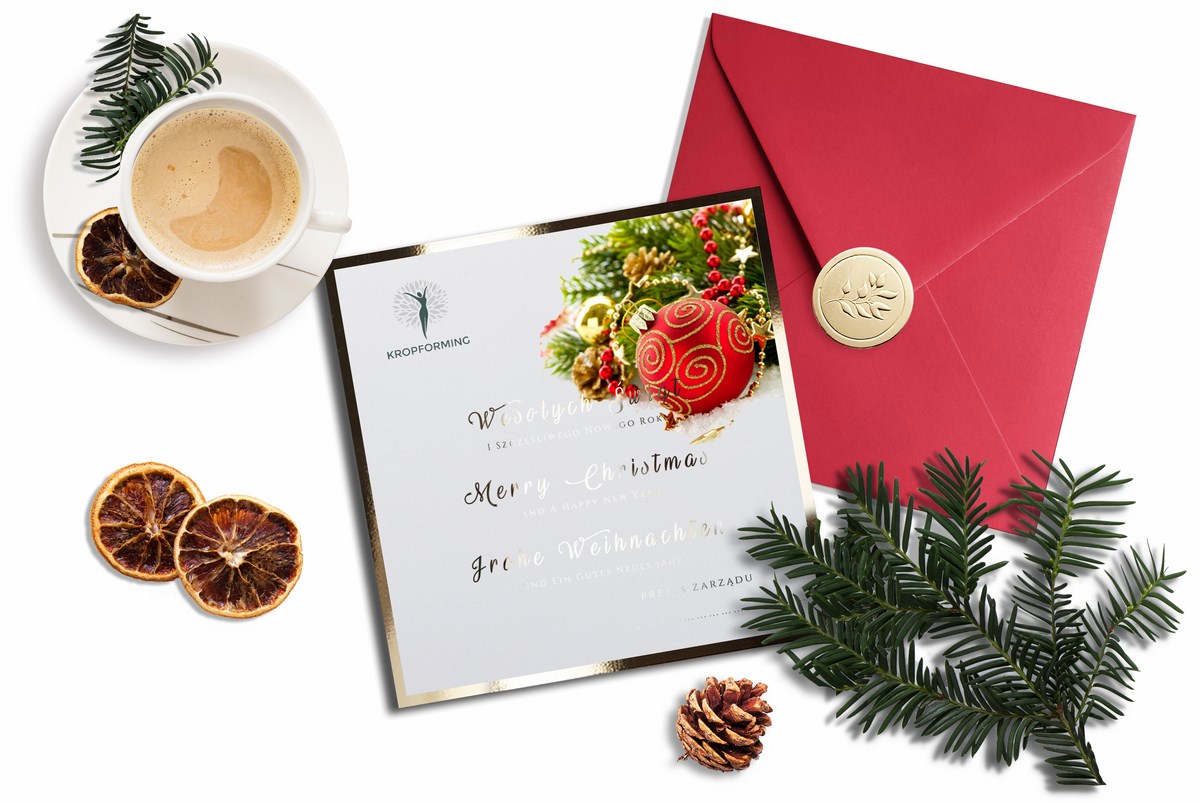 Firmowe biznesowe eleganckie złote kartki świąteczne dla firm ZB09