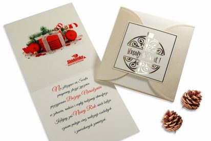 Firmowe biznesowe złote etui eleganckie kartki świąteczne dla firm ZB15