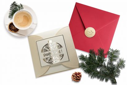 Firmowe biznesowe złote etui eleganckie kartki świąteczne dla firm ZB15