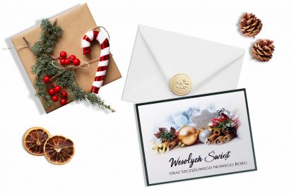 Firmowe biznesowe minimalistyczne eleganckie kartka świąteczna dla firm ZB18