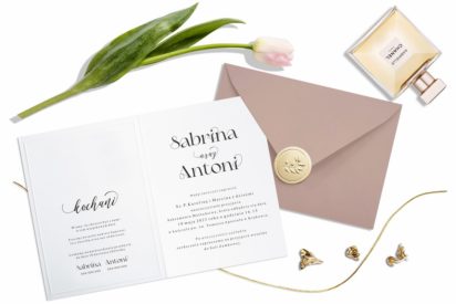 Zaproszenia ślubne – eleganckie minimalistyczne złote ZSZ053