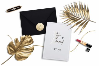 Zaproszenia ślubne – eleganckie minimalistyczne złote ZSZ053