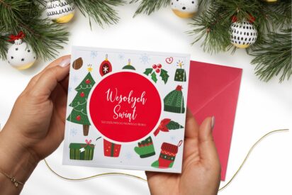 Firmowe biznesowe minimalistyczne eleganckie kartka świąteczna dla firm ZB50