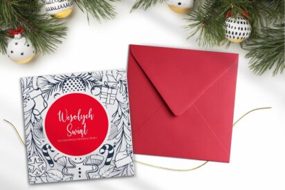 Firmowe biznesowe minimalistyczne eleganckie kartka świąteczna dla firm ZB50
