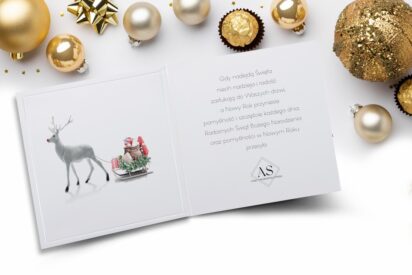 Firmowe biznesowe złote kartki świąteczne w dla firm ZB53