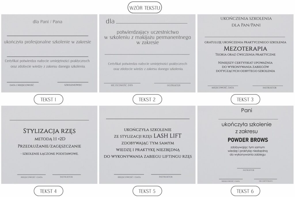 Certyfikat Szkoleniowy Dla Kazdej Branzy Czf03 Format A4 Motyw Graficzny Zloty Pakiet 6 Szt T1
