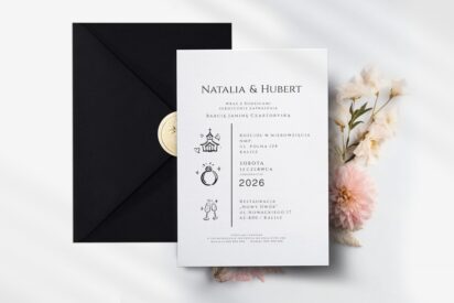 ZAPROSZENIA ŚLUBNE / MINIMALISTYCZNE / BIAŁE / ZSM04