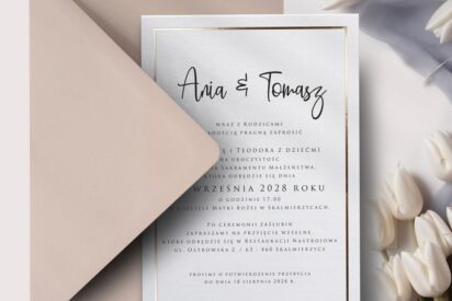 ZAPROSZENIA ŚLUBNE / MINIMALISTYCZNE / BIAŁE / ZSM08