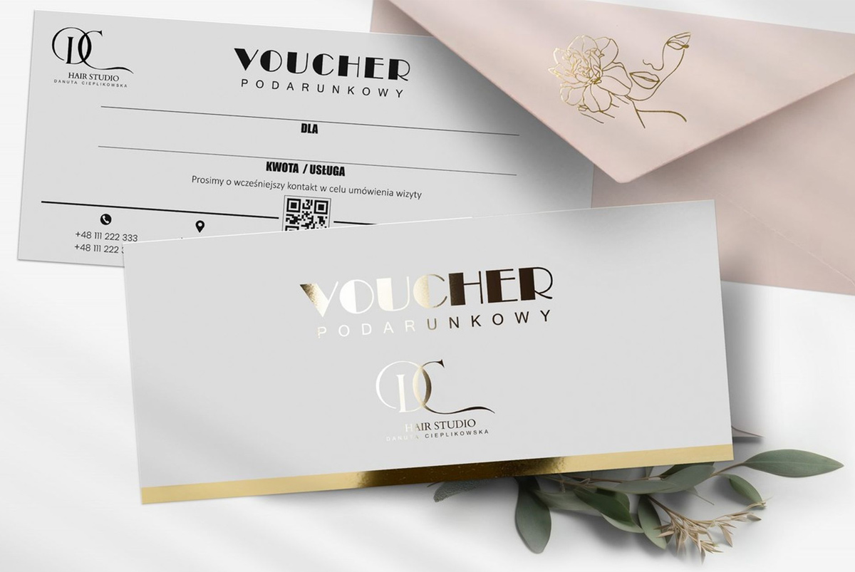 VOUCHERY PODARUNKOWE dl / Beauty / logo złote / złocone / DL1-AH1