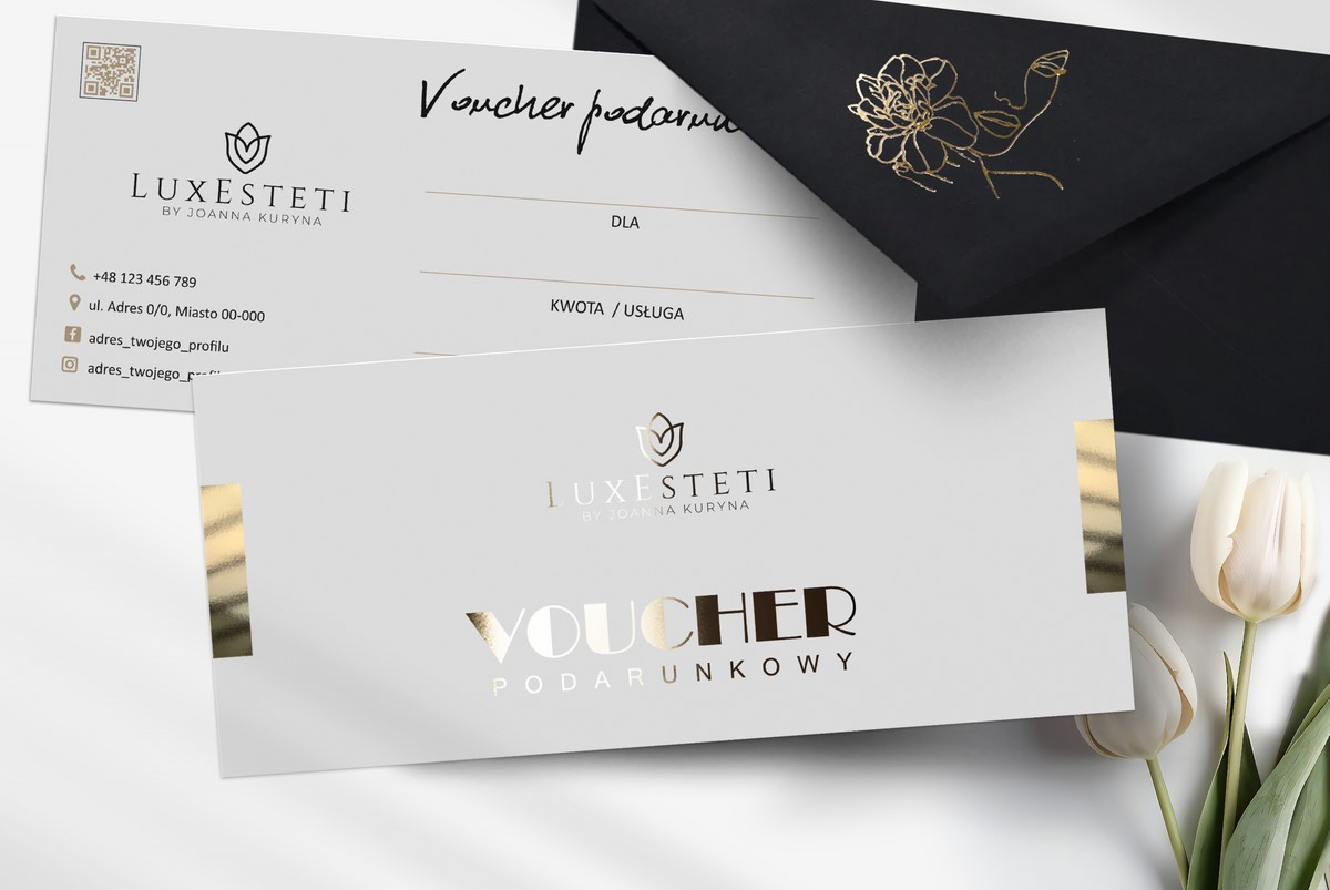 VOUCHERY PODARUNKOWE / DL / BONY / Beauty / logo złote / DL1-AH2