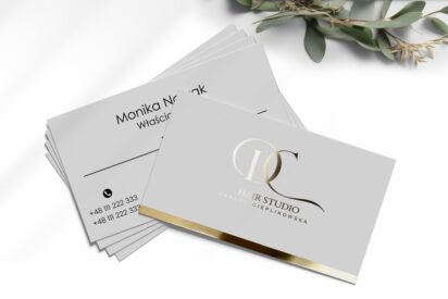 Wizytówki firmowe / Beauty / logo złote / złocone / WF1-AH1