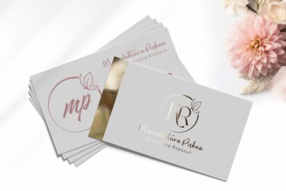 Wizytówki firmowe / Beauty / logo złote / złocone / wf1-AH3