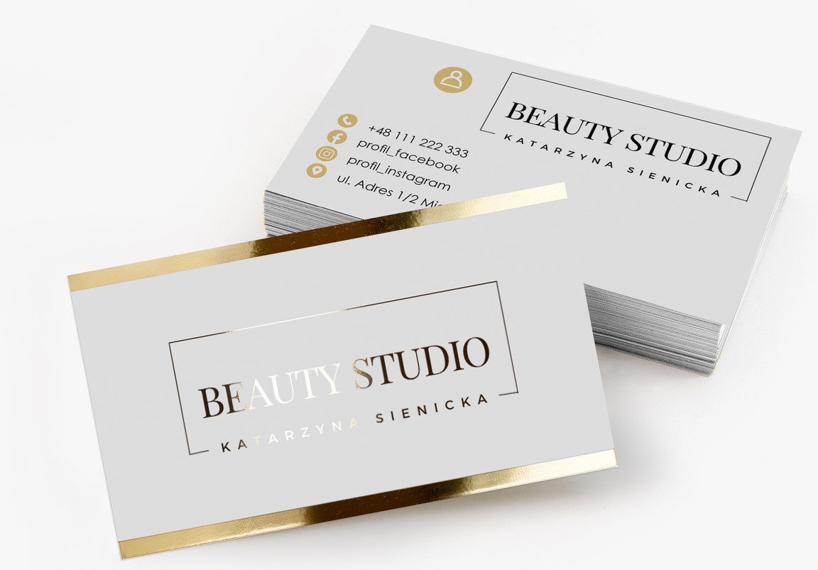 Wizytówki firmowe / Beauty / logo złote / złocone / wf1-AH6