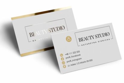 Wizytówki firmowe / Beauty / logo złote / złocone / wf1-AH6