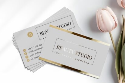 Wizytówki firmowe / Beauty / logo złote / złocone / wf1-AH6